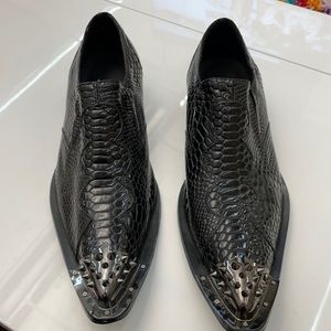 Black men’s dress radical rocker shoes spike toes